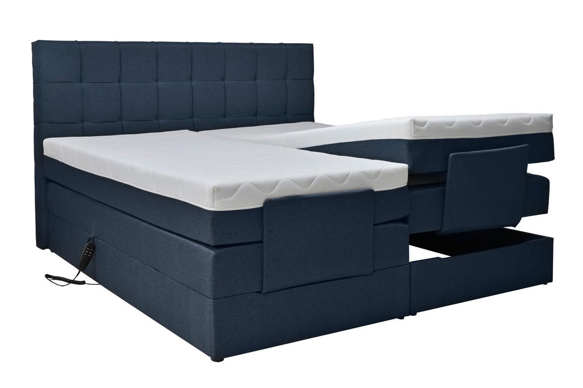 BOXSPRINGBETT 180/200 cm  in Blau  - Blau/Schwarz, KONVENTIONELL, Kunststoff/Textil (180/200cm) - Moderano
