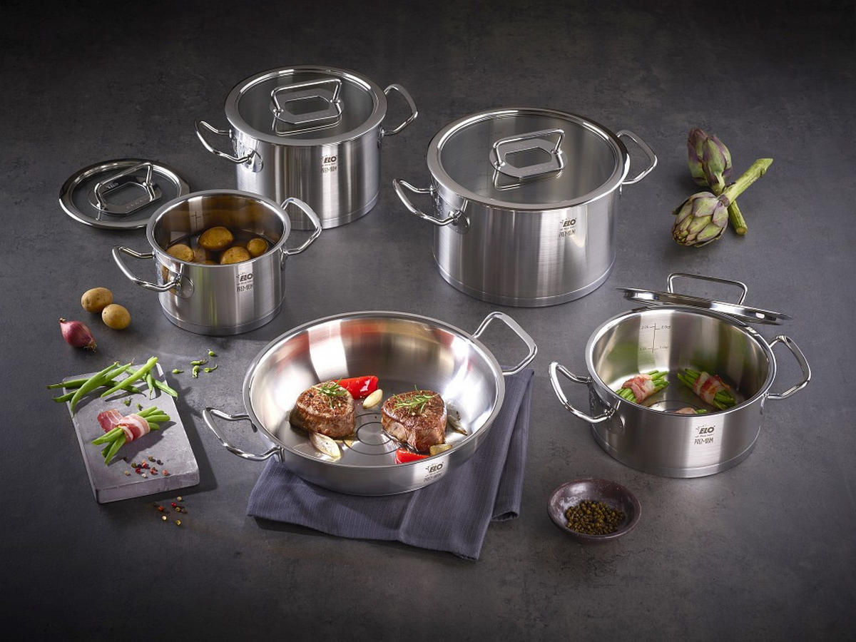 KOCHTOPFSET ELO Gourmet Plus 6-teilig  - Edelstahlfarben/Transparent, Design, Glas/Metall - ELO