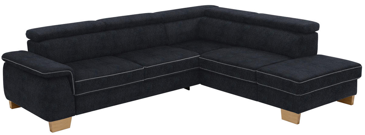 ECKSOFA in Mikrofaser Schwarz  - Eichefarben/Beige, Natur, Holz/Textil (273/226cm) - Beldomo System