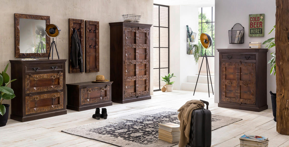 GARDEROBENPANEEL  in 35/110/8 cm  - Schwarz/Braun, Design, Holz/Metall (35/110/8cm) - MID.YOU