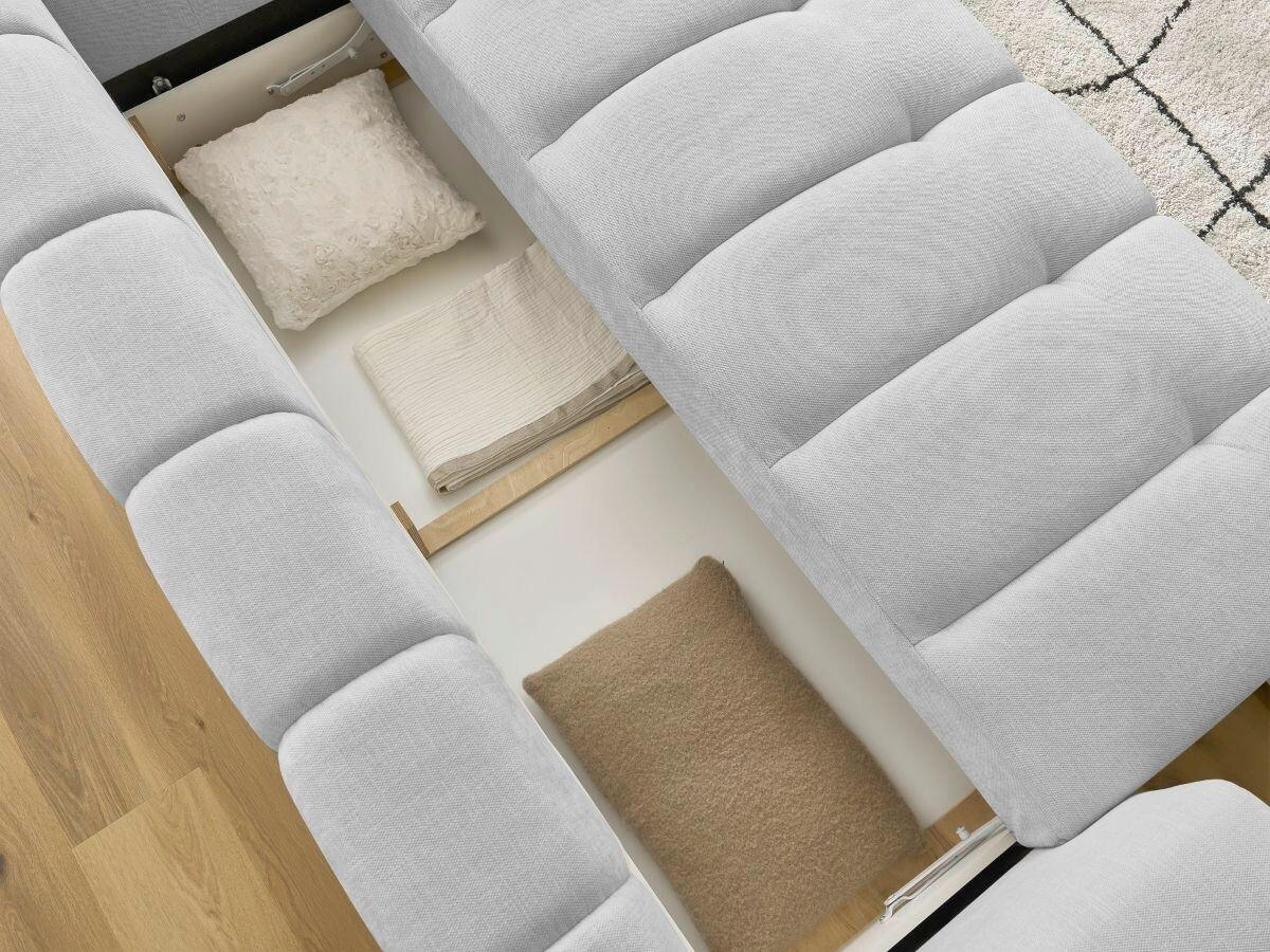 SCHLAFSOFA FUJI Leinenoptik Hellgrau  inkl.  - Hellgrau/Schwarz, MODERN, Kunststoff/Textil (251/113/88cm)