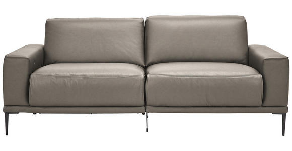 2,5-SITZER  in Echtleder Graubraun   - Graubraun/Schwarz, Design, Leder/Metall (200/102/92cm) - Johann Jakob