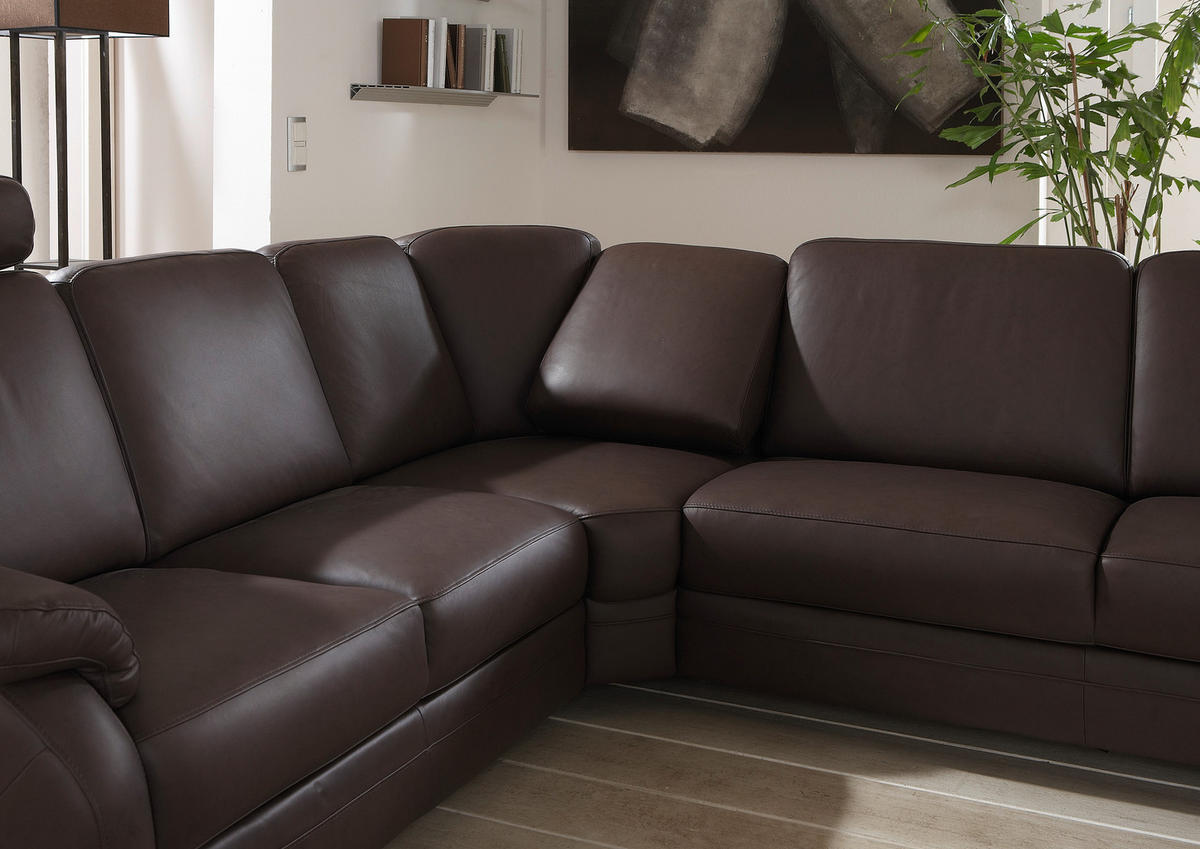 WOHNLANDSCHAFT in Echtleder Grau  - Alufarben/Grau, Konventionell, Leder/Metall (165/329/239cm) - Beldomo Premium