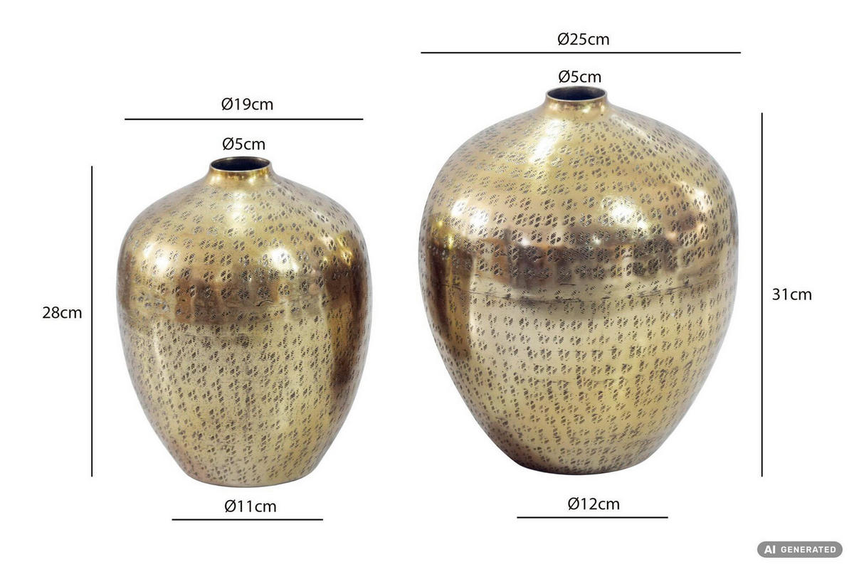 DEKOVASE  - Goldfarben, Design, Metall (25/31/25cm) - Livetastic
