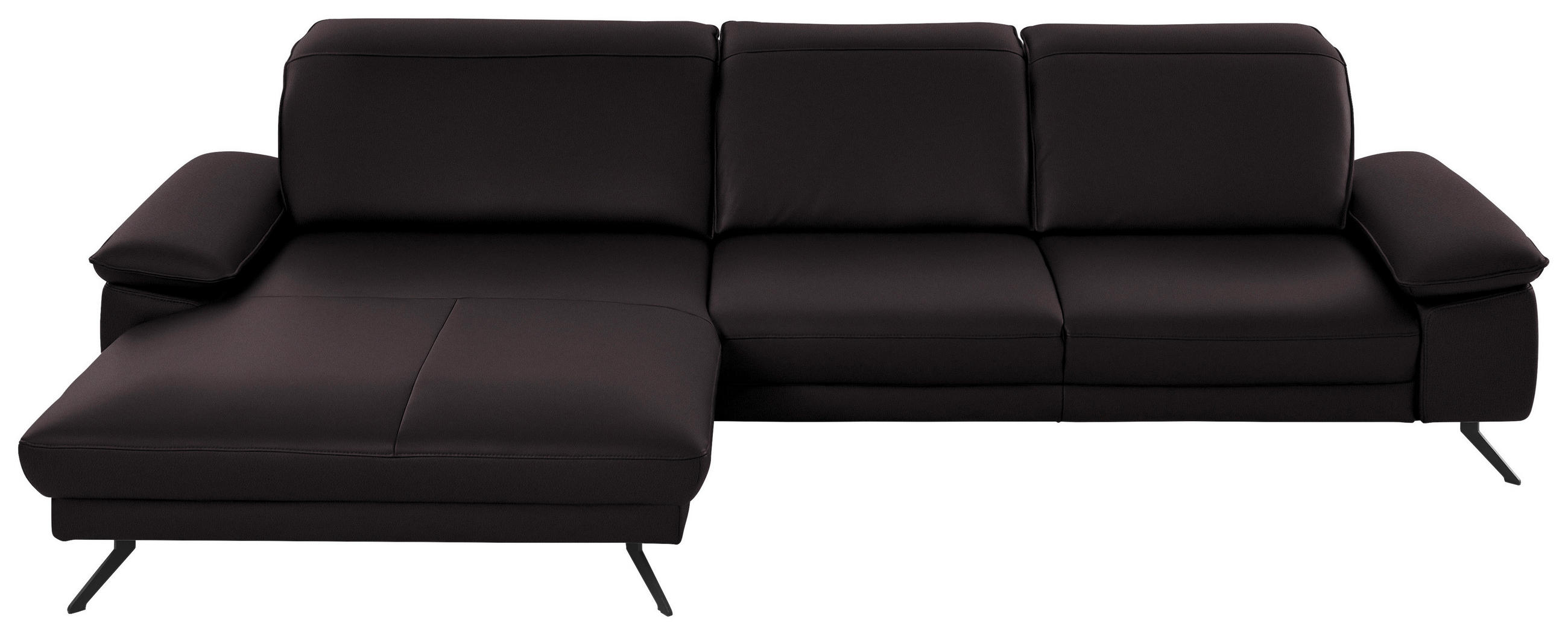 ECKSOFA in Echtleder Dunkelbraun  - Dunkelbraun/Schwarz, Design, Leder/Metall (193/328cm) - Dieter Knoll