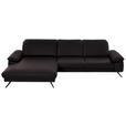 ECKSOFA in Echtleder Dunkelbraun  - Dunkelbraun/Schwarz, Design, Leder/Metall (193/328cm) - Dieter Knoll