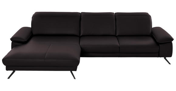 ECKSOFA in Echtleder Dunkelbraun 193/328 cm - Dunkelbraun/Schwarz, Design, Leder/Metall (193/328cm) - Dieter Knoll