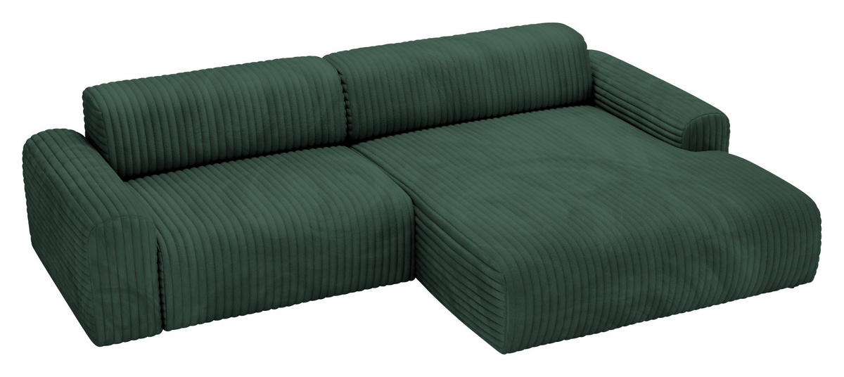 ECKSOFA in Cord Waldgrün  - Waldgrün/Schwarz, Design, Kunststoff/Textil (292/178cm) - Livetastic