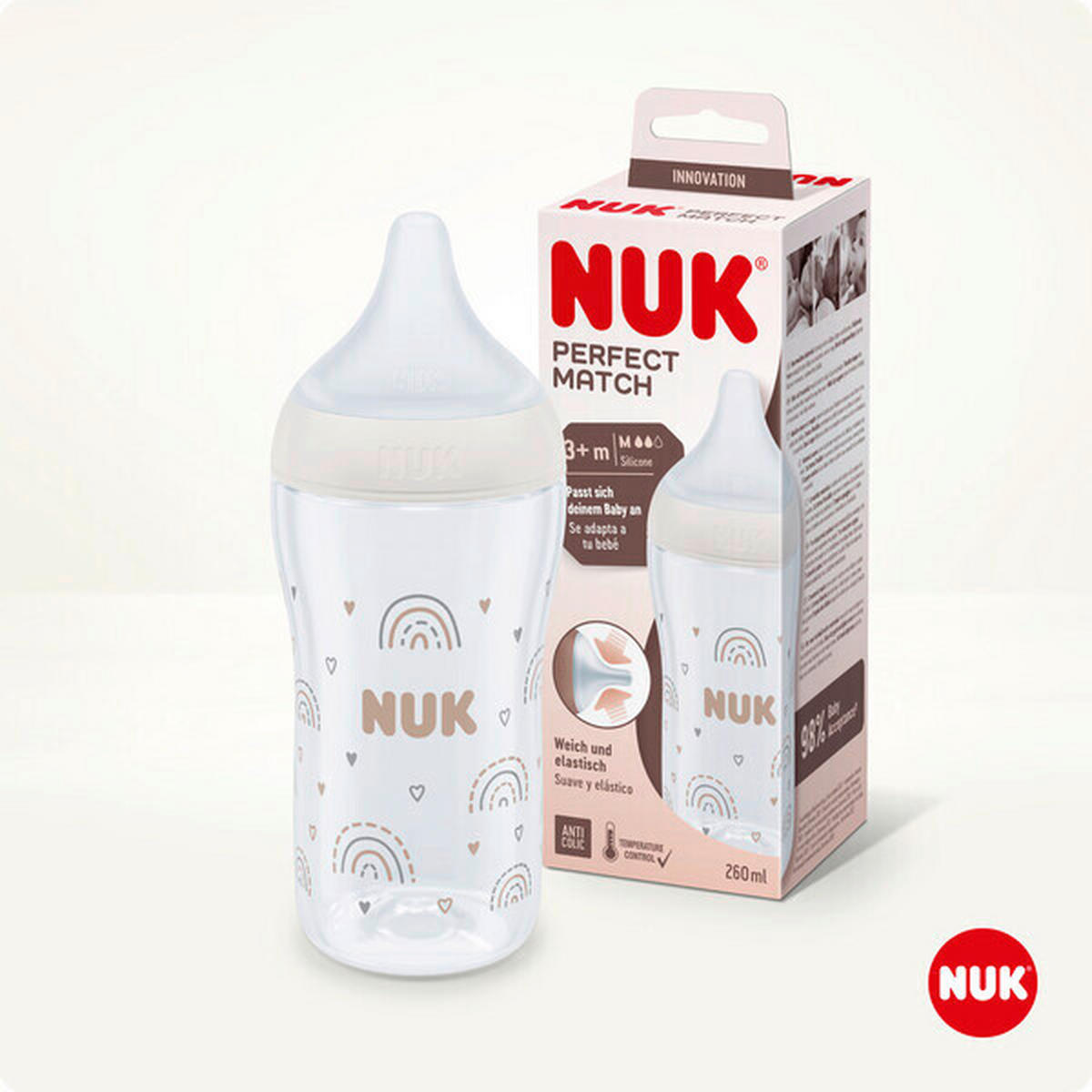 BABYFLASCHE Perfect Match 260 ml  - Transparent/Multicolor, Basics, Kunststoff (7,2/7,2/21,2cm) - NUK