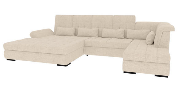 WOHNLANDSCHAFT  in Struktur Perlmutt  - Perlmutt/Schwarz, KONVENTIONELL, Kunststoff/Textil (191/363/212cm) - Carryhome