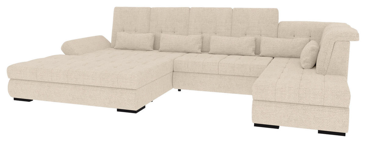 WOHNLANDSCHAFT Perlmutt Struktur  - Perlmutt/Schwarz, KONVENTIONELL, Kunststoff/Textil (212/358/222cm) - Carryhome