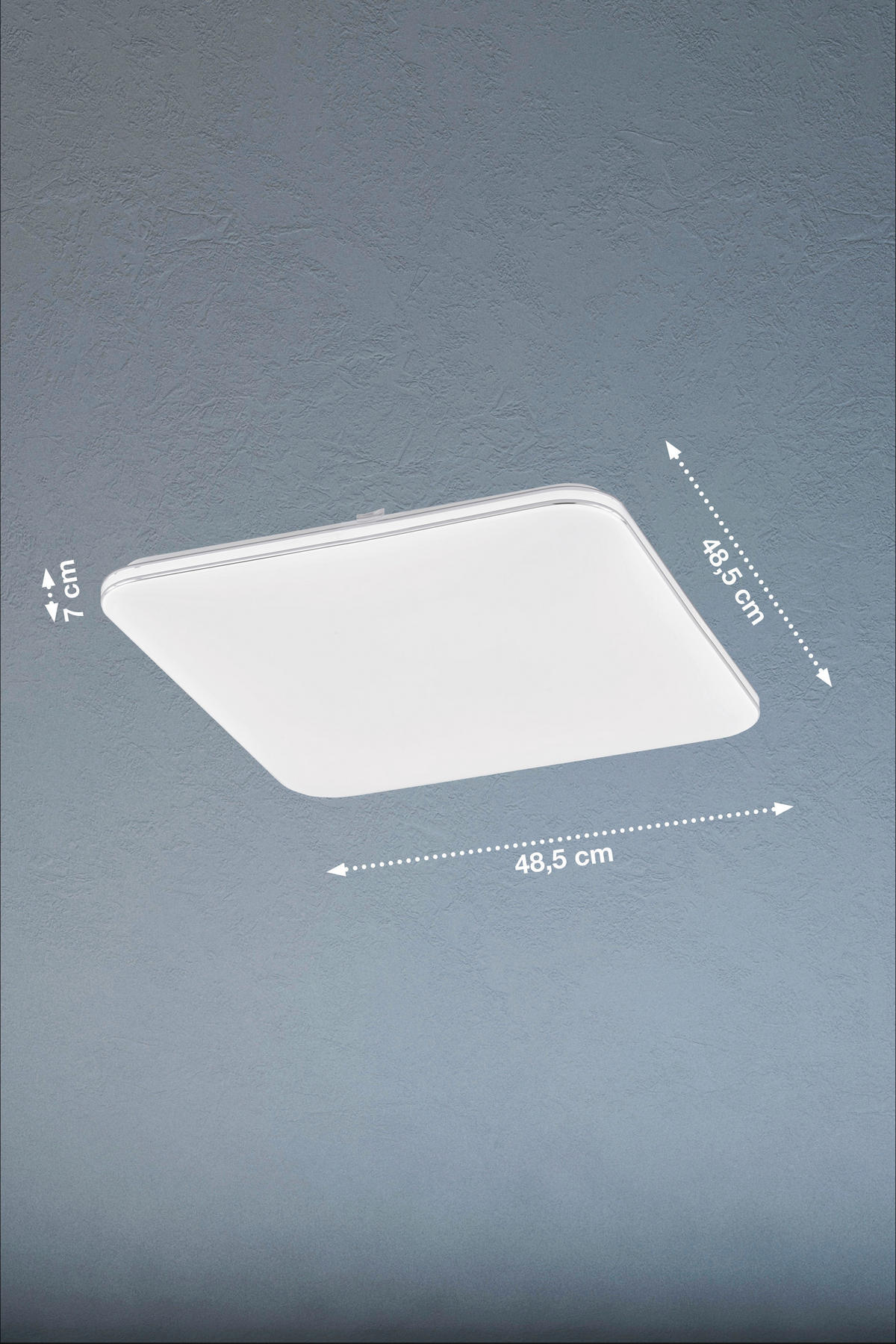 STROPNÍ LED SVÍTIDLO, 48,5/48,5/5 cm - barvy chromu/vysoce lesklá bílá, Basics, sklo (48,5/48,5/5cm) - Fischer & Honsel