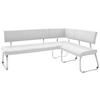 ECKBANK 200/150 cm Echtleder Weiß, Edelstahlfarben   - Edelstahlfarben/Weiß, Design, Leder/Metall (200/150cm) - Livetastic