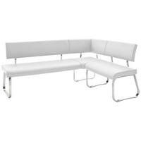 ROHOVÁ LAVICA, biela, farba ušľachtilej ocele - biela/farba ušľachtilej ocele, Design, kov/koža (200/150cm) - Livetastic