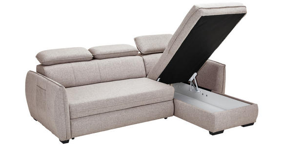 ECKSOFA in Flachgewebe Greige - Greige/Schwarz, MODERN, Kunststoff/Textil (182/237cm) - Carryhome