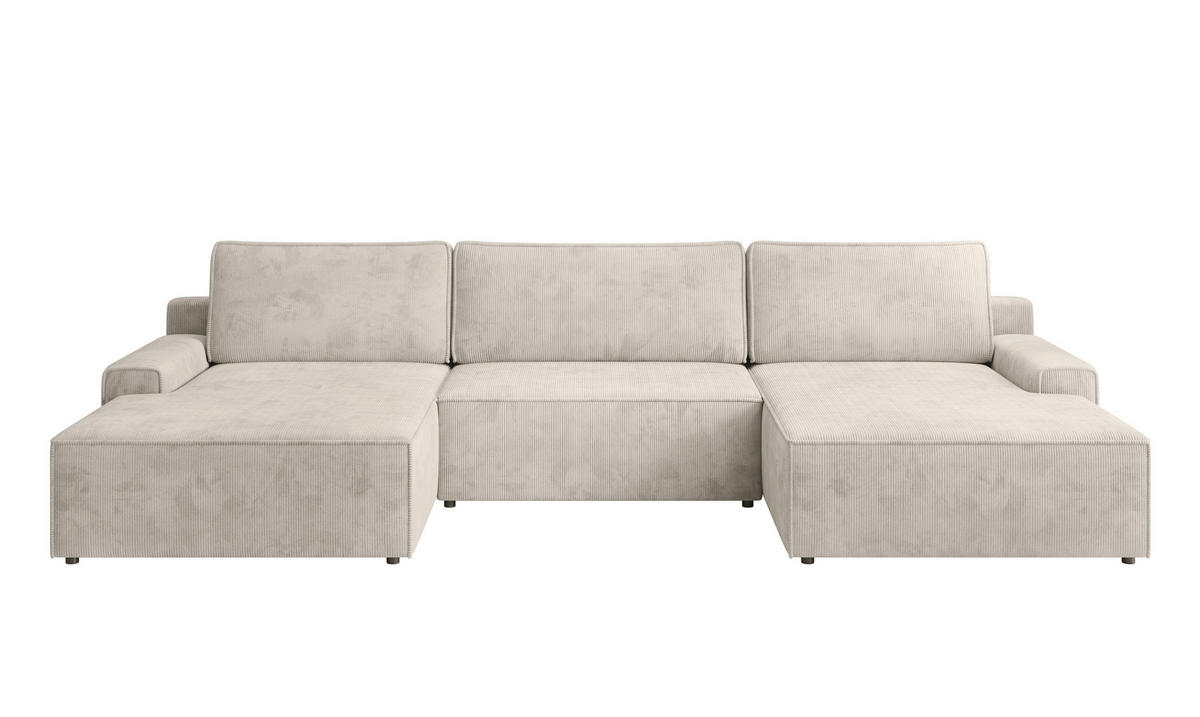 WOHNLANDSCHAFT CHALLENGE Creme Cord  - Creme/Schwarz, MODERN, Kunststoff/Textil (168/333/168cm) - Trendmanufaktur