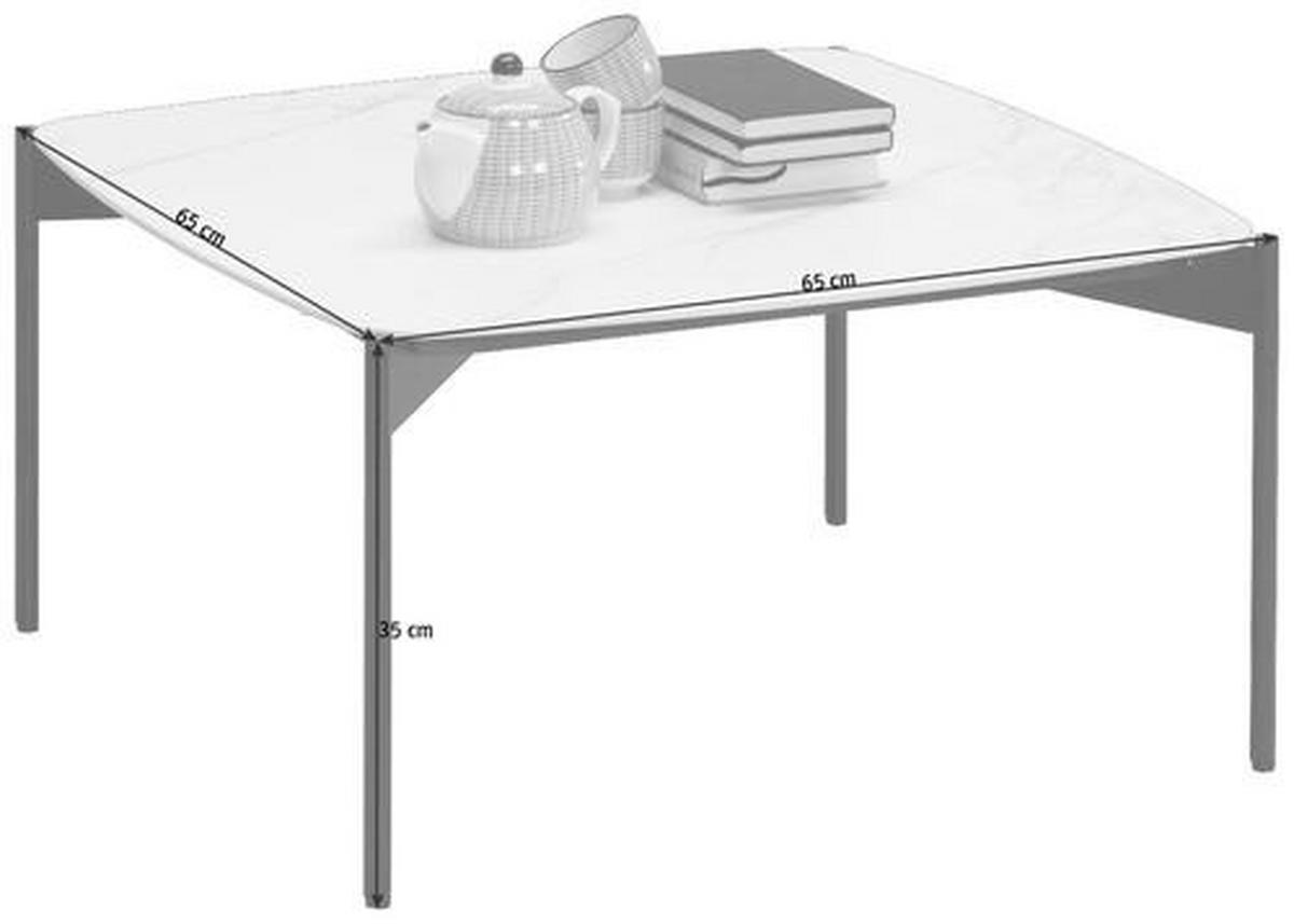 TABLE BASSE in Metall, Keramik 65/65/35 cm   - Creme/Schwarz, Design, Keramik/Metall (65/65/35cm) - Venjakob