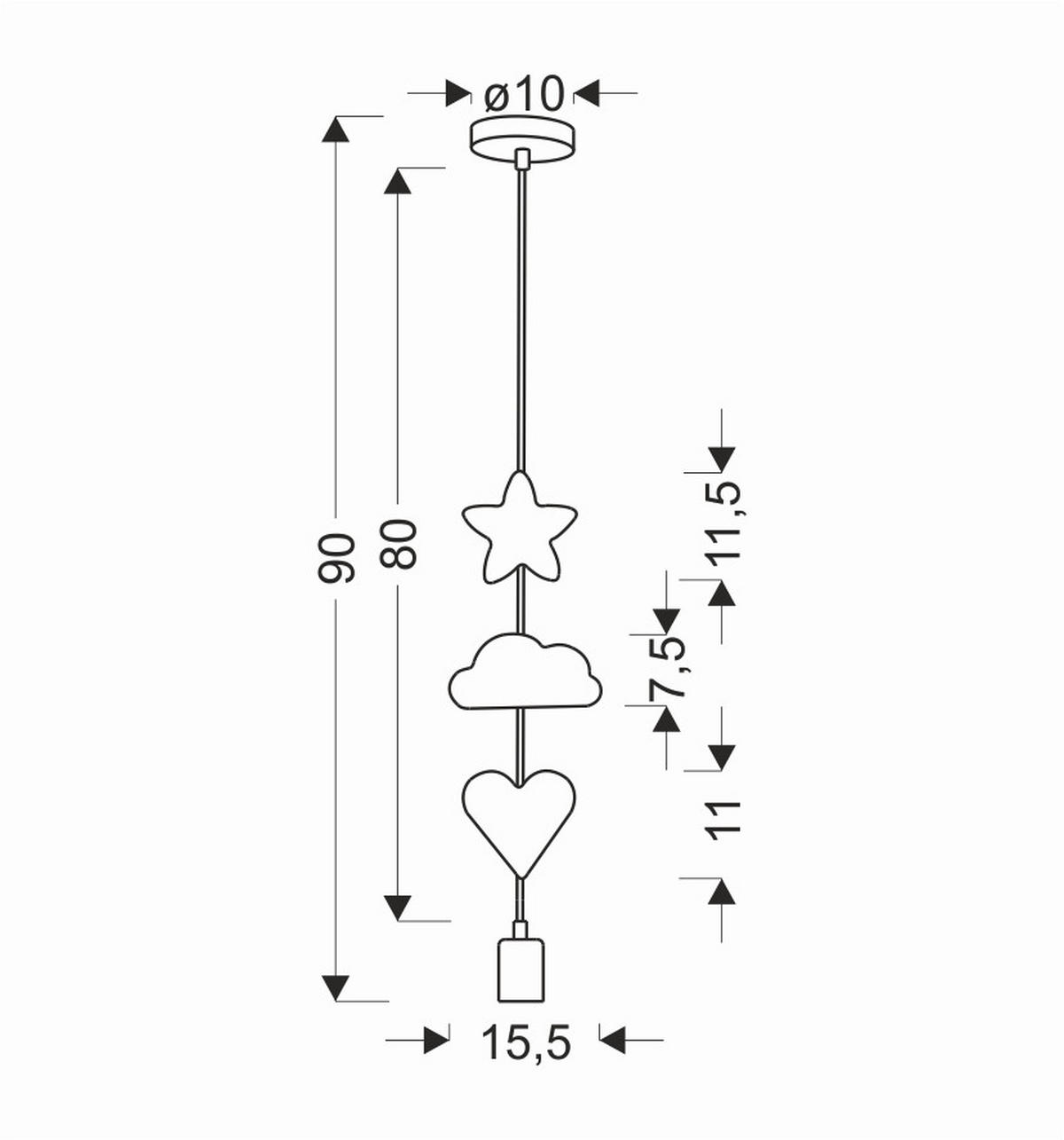 HÄNGLAMPA FÖR BARN Single 15/10/90 cm  - vit/pink, Basics, metall/trämaterial (15/10/90cm)