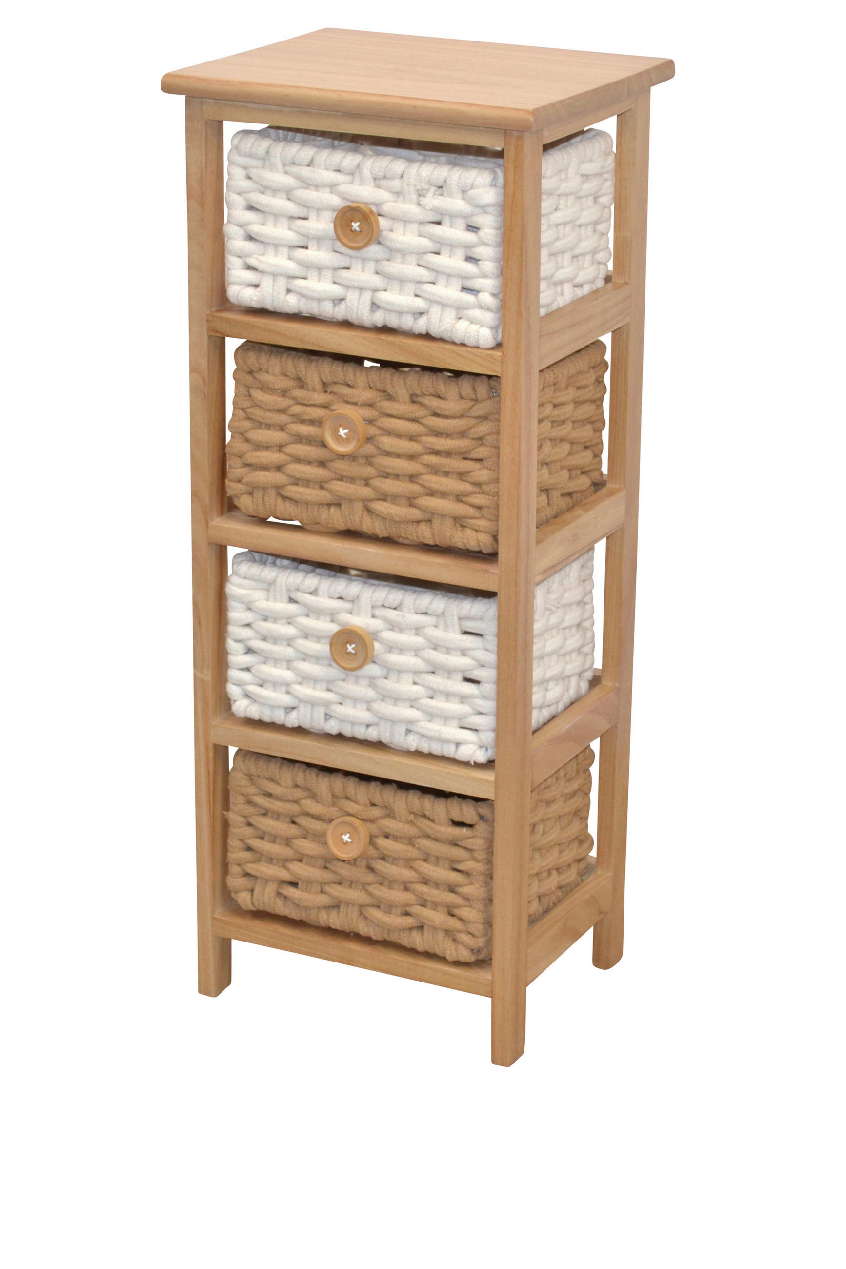 KOMMODE , , 4 Schublade(n)  - Creme/Braun, Design, Holz/Textil (25/30/74cm) - MID.YOU