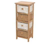 KOMMODE , , 4 Schublade(n)  - Creme/Braun, Design, Holz/Textil (25/30/74cm) - MID.YOU