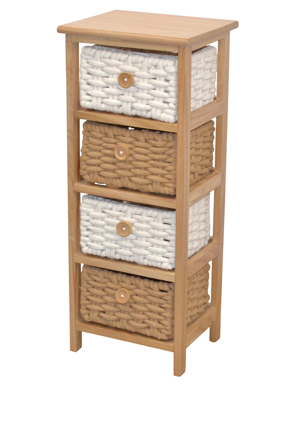 KOMMODE , , 4 Schublade(n)  - Creme/Braun, Design, Holz/Textil (25/30/74cm) - MID.YOU