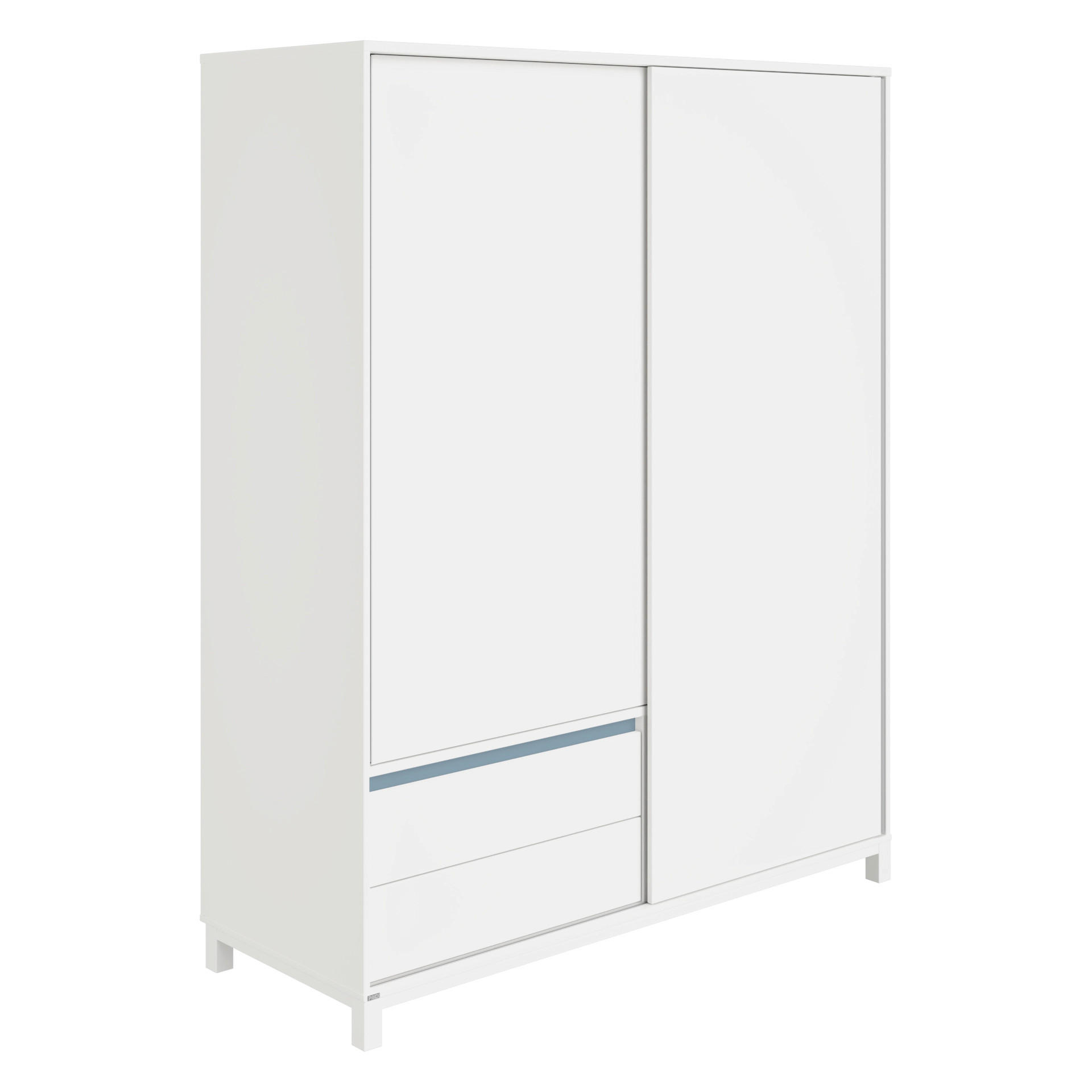 BABYKLEIDERSCHRANK Olli Schiebetürenschrank 2T2S Blau, Weiß  - Blau/Weiß, Basics, Holzwerkstoff (164/204/62cm) - Paidi