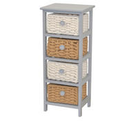 KOMMODE , , 4 Schublade(n)  - Creme/Hellgrau, Design, Holz/Textil (25/30/74cm) - MID.YOU