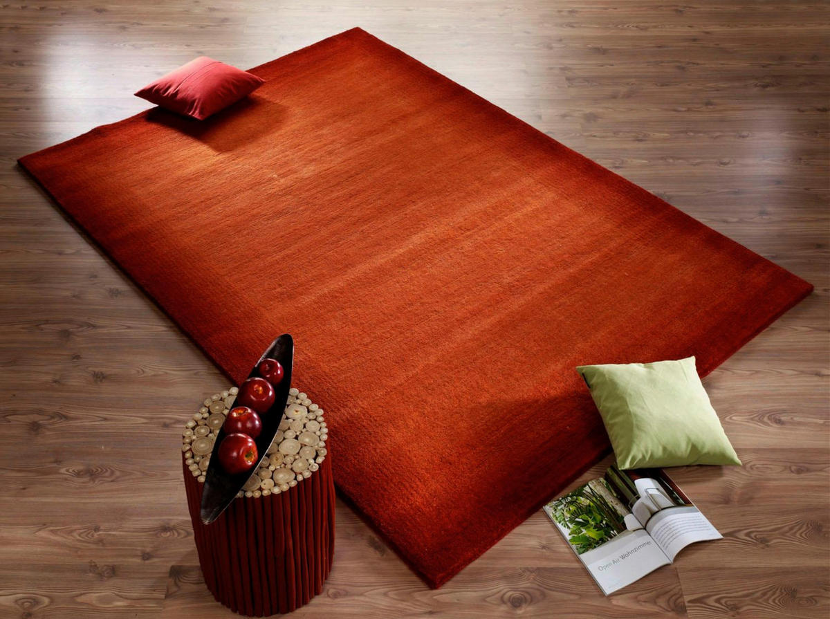 WOLLTEPPICH Wohnzimmer 200/250 cm Vinciano Tami Orange, Rot rechteckig  - Rot/Orange, Basics, Textil (200/250cm) - Cazaris