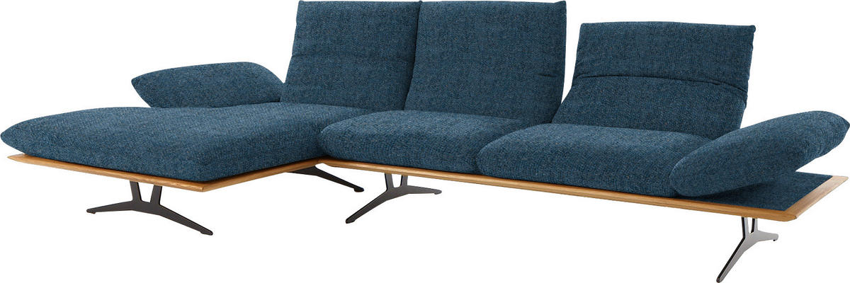 ECKSOFA in Flachgewebe Blau  159/314 cm  - Blau/Schwarz, Design, Holz/Textil (159/314cm) - Dieter Knoll