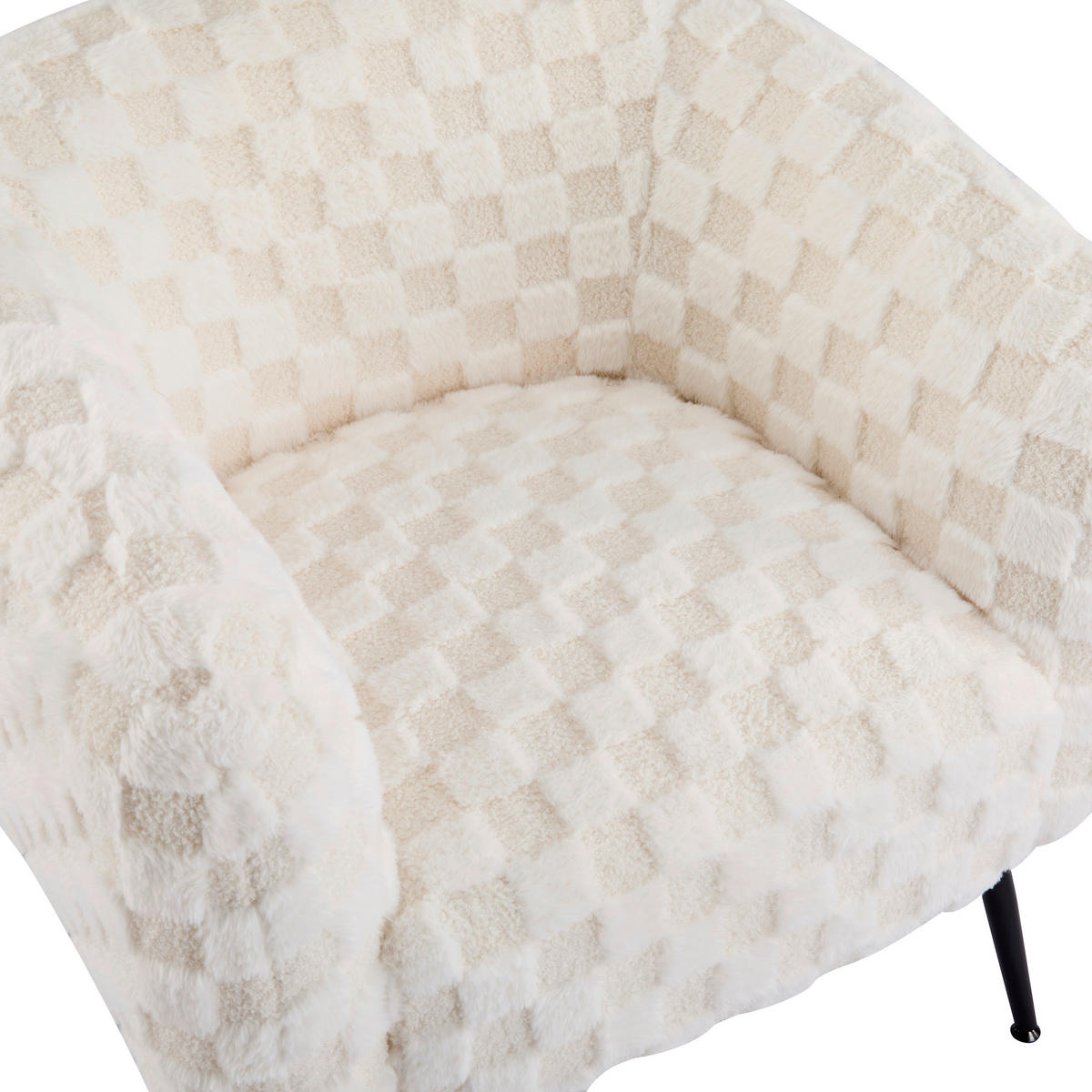 DESIGNSESSEL in Teddystoff Weiß  - Schwarz/Weiß, Design, Textil/Metall (76/69/72cm) - Xora