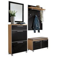 GARDEROBE 5-teilig  in 155/195/40 cm  - Eichefarben/Anthrazit, Design, Glas/Holz (155/195/40cm)