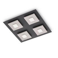 LED-DECKENLEUCHTE Plano 48/7/48 cm  - Schwarz/Alufarben, Design, Kunststoff/Metall (48/7/48cm) - Grossmann