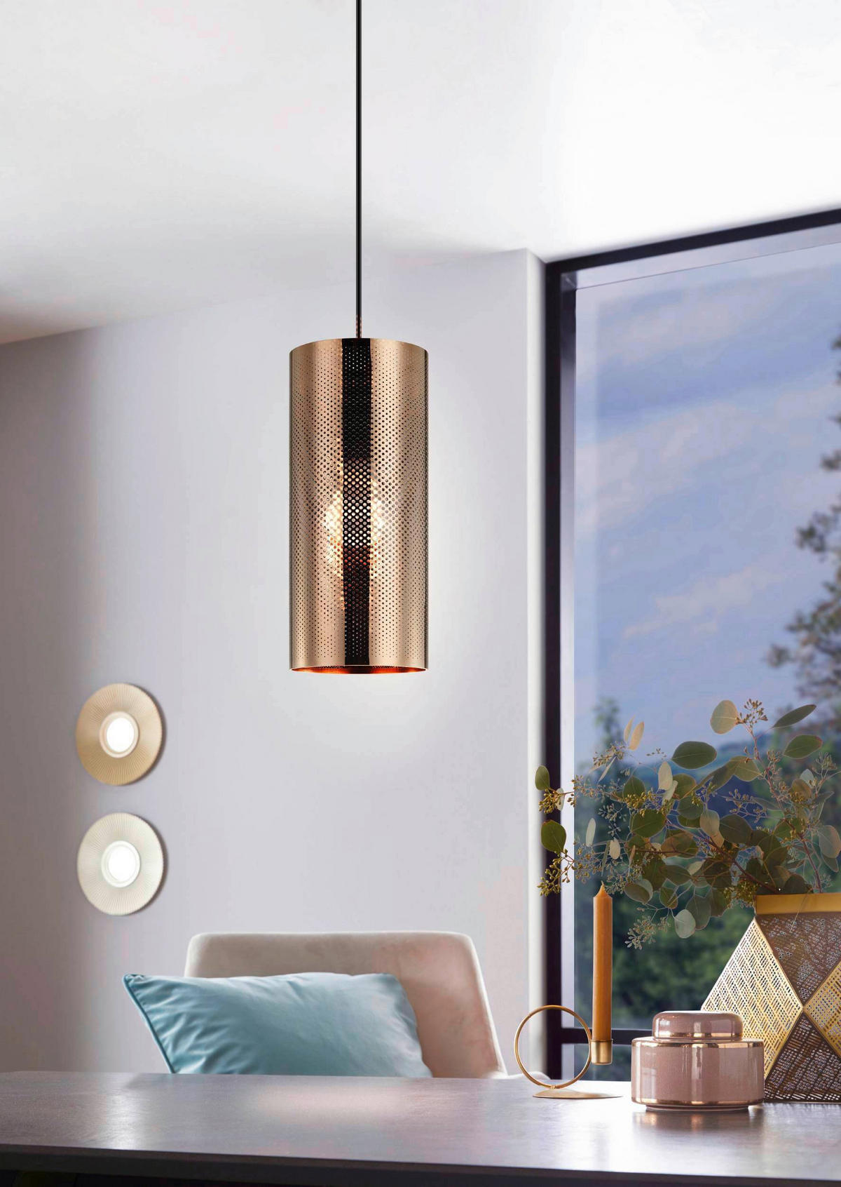 ZÁVĚSNÉ SVÍTIDLO, 13/110 cm  - barva růžového zlata/černá, Design, kov (13/110cm) - Eglo