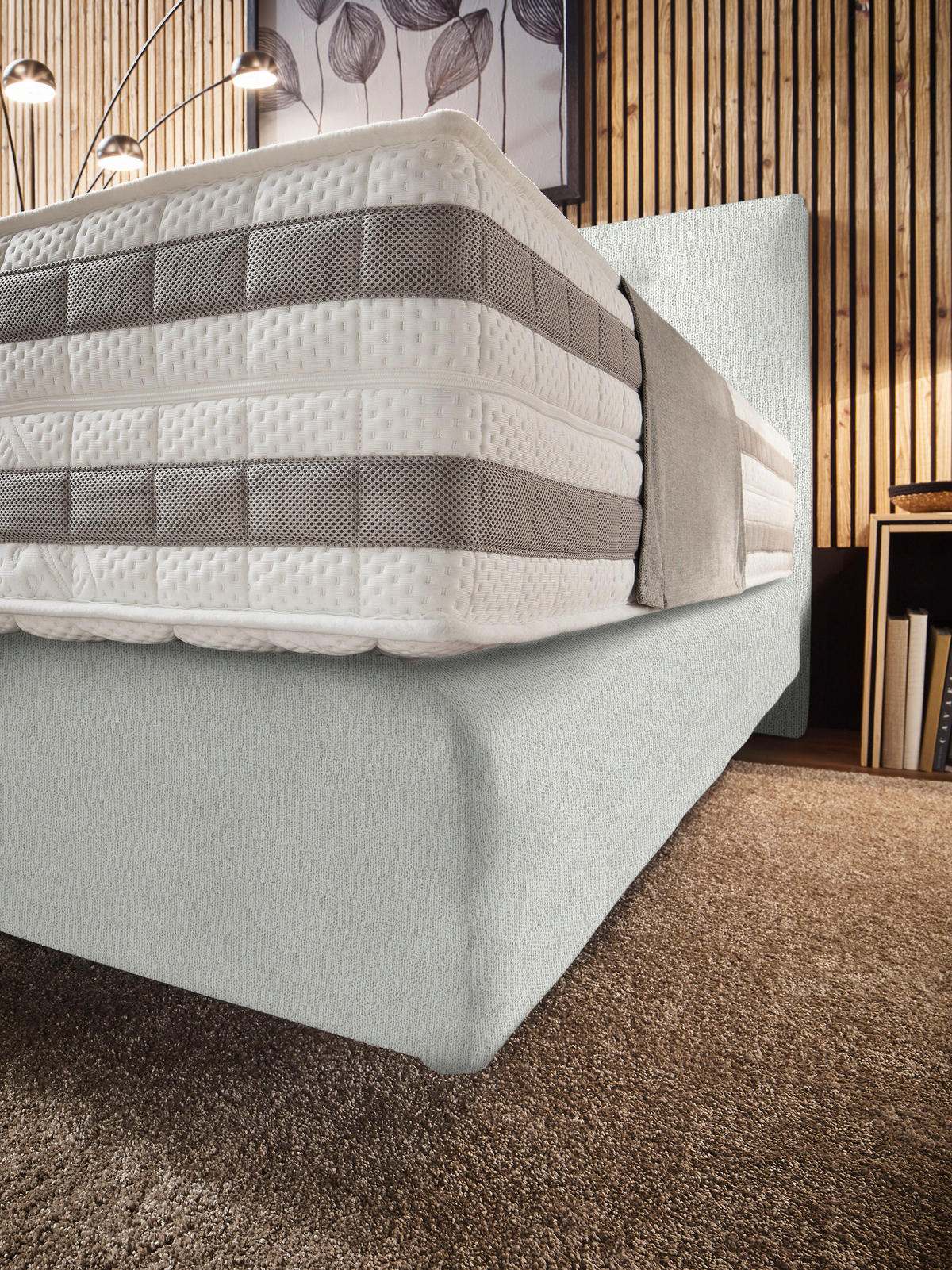 BOXSPRINGBETT 180/200 cm  in Creme  - Creme, KONVENTIONELL, Holz/Textil (180/200cm) - Dieter Knoll