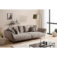 BIGSOFA TRITON Flachgewebe Taupe  - Taupe/Schwarz, Design, Textil/Metall (311/95/130cm) - Livetastic