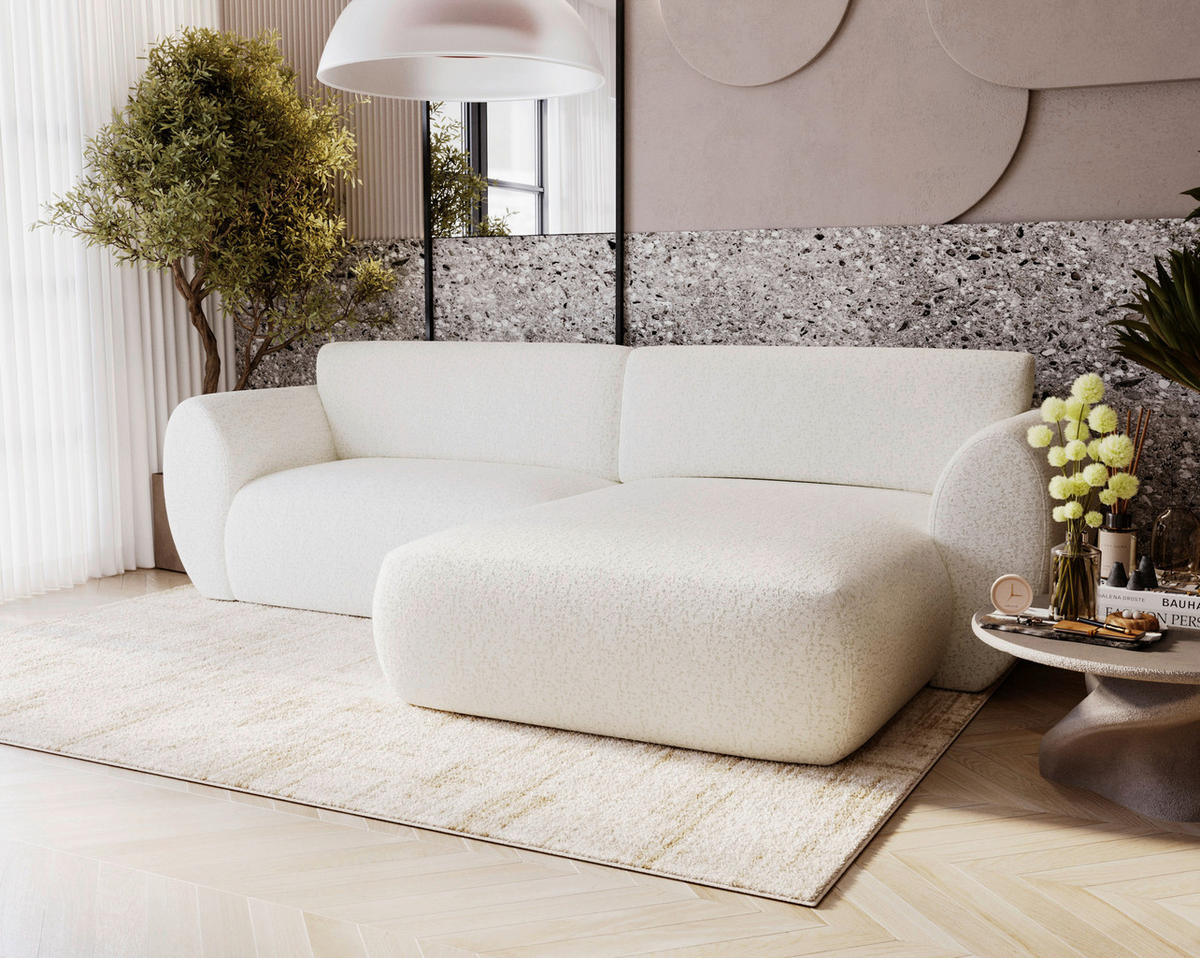 ECKSOFA Chenille Creme  - Creme/Schwarz, Design, Kunststoff/Textil (288/170cm) - Livetastic