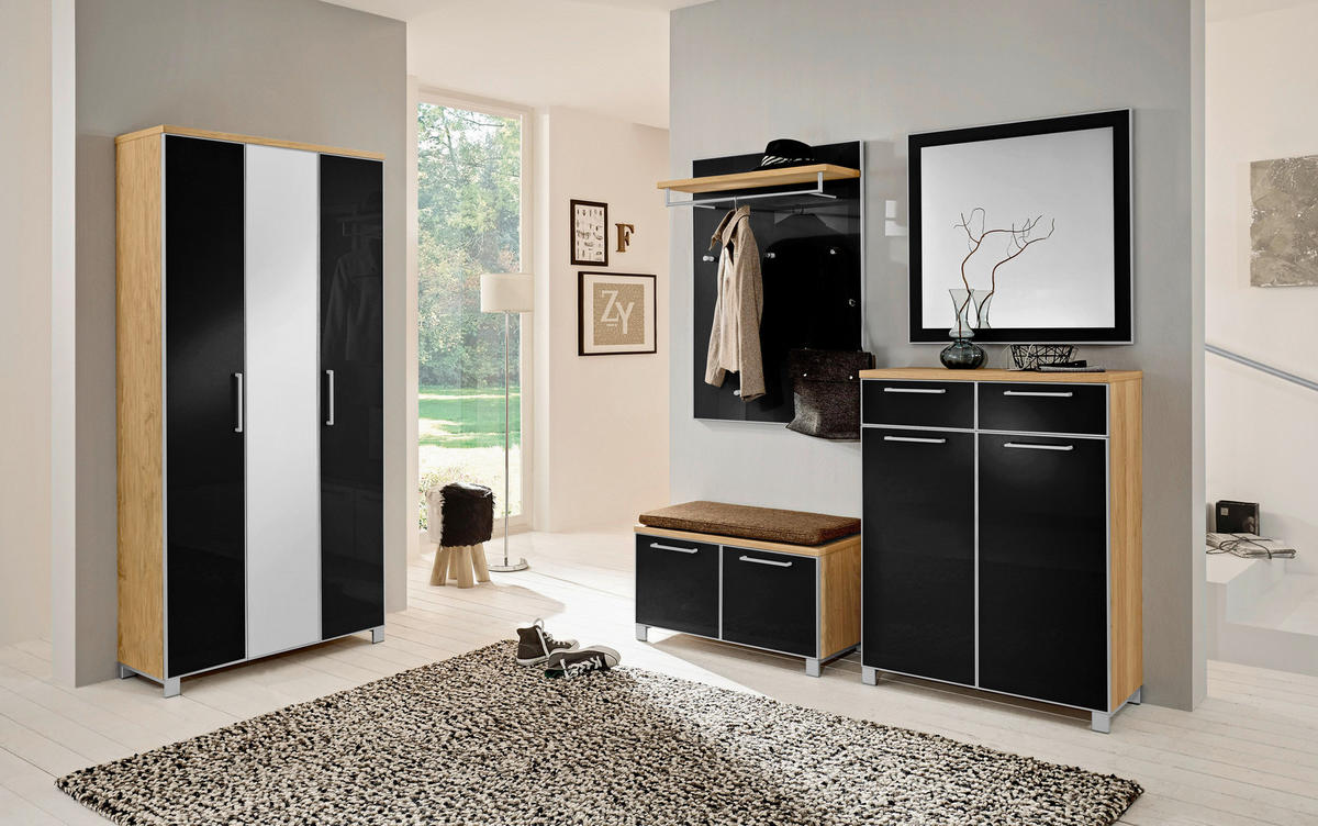 GARDEROBE 6-teilig  in 265/195/40 cm  - Hellbraun/Eichefarben, Design, Glas/Holz (265/195/40cm)