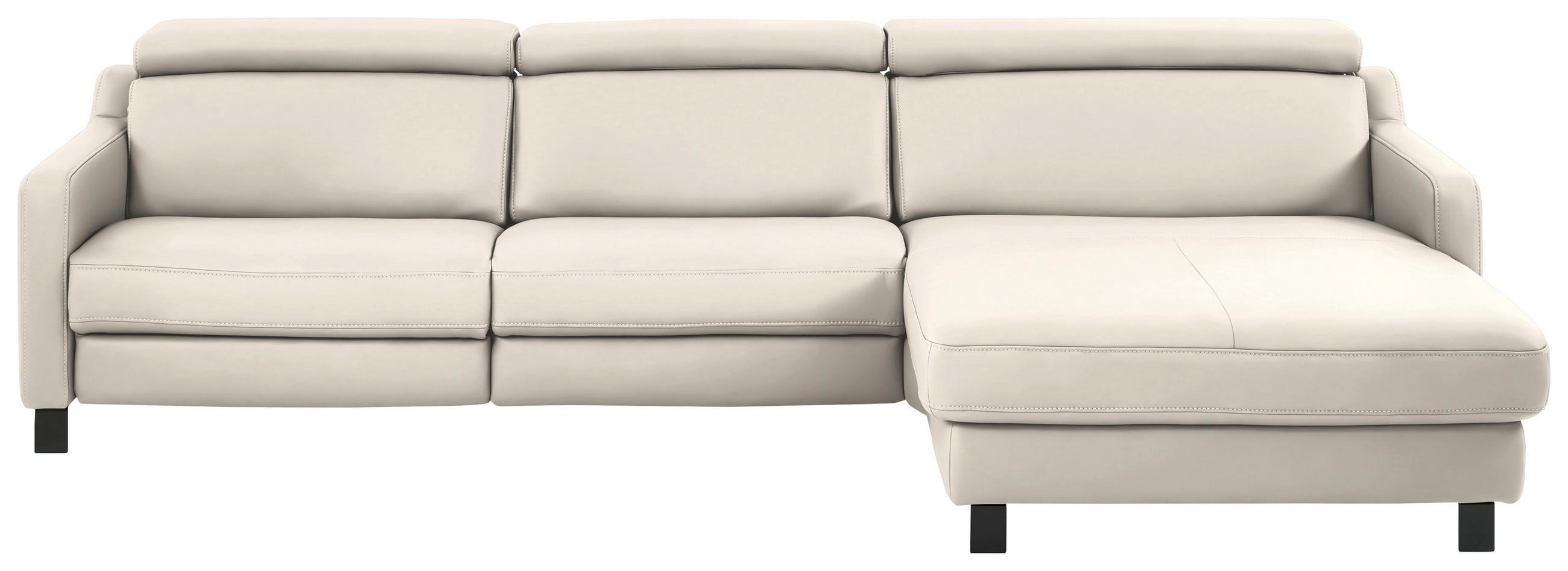 ECKSOFA in Echtleder Beige  - Beige/Schwarz, Design, Leder/Metall (291/176cm) - Valdera