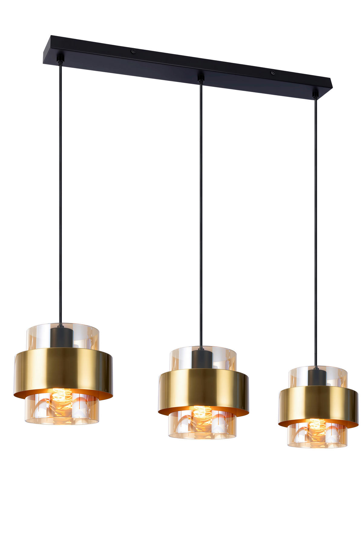 HÄNGLAMPA 73/18/120 cm  - svart/guldfärgad, Design, metall/glas (73/18/120cm) - Dieter Knoll