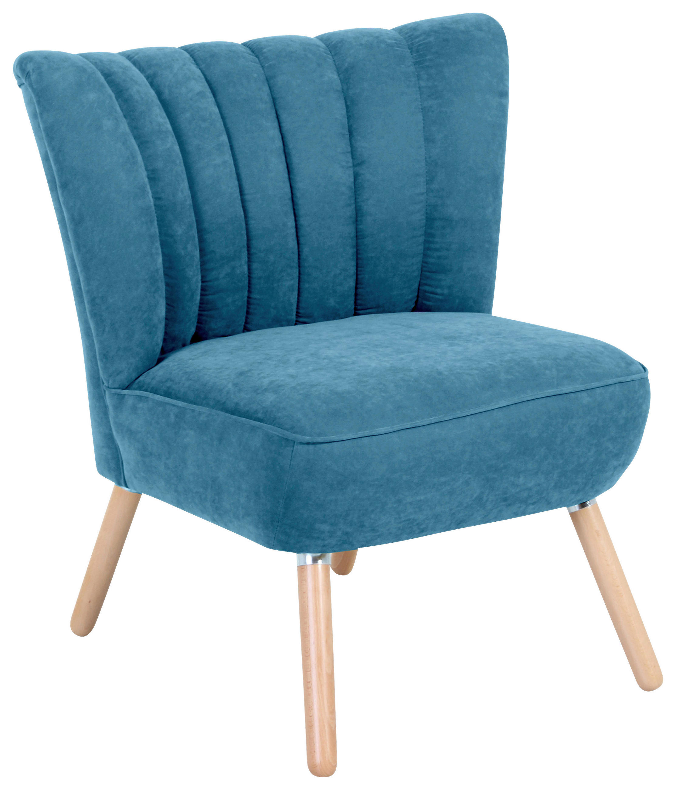Polsterstuhl Alessandro Petrol, Holz-Beine