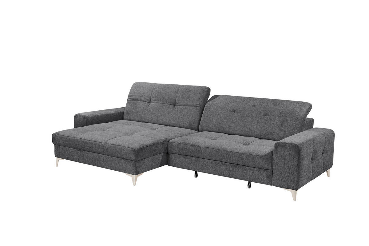 ECKSOFA SORELLA Anthrazit Mikrovelours Kopfteilverstellung, Sitztiefenverstellung  - Kaschmir/Anthrazit, Design, Kunststoff/Textil (182/328cm) - MID.YOU