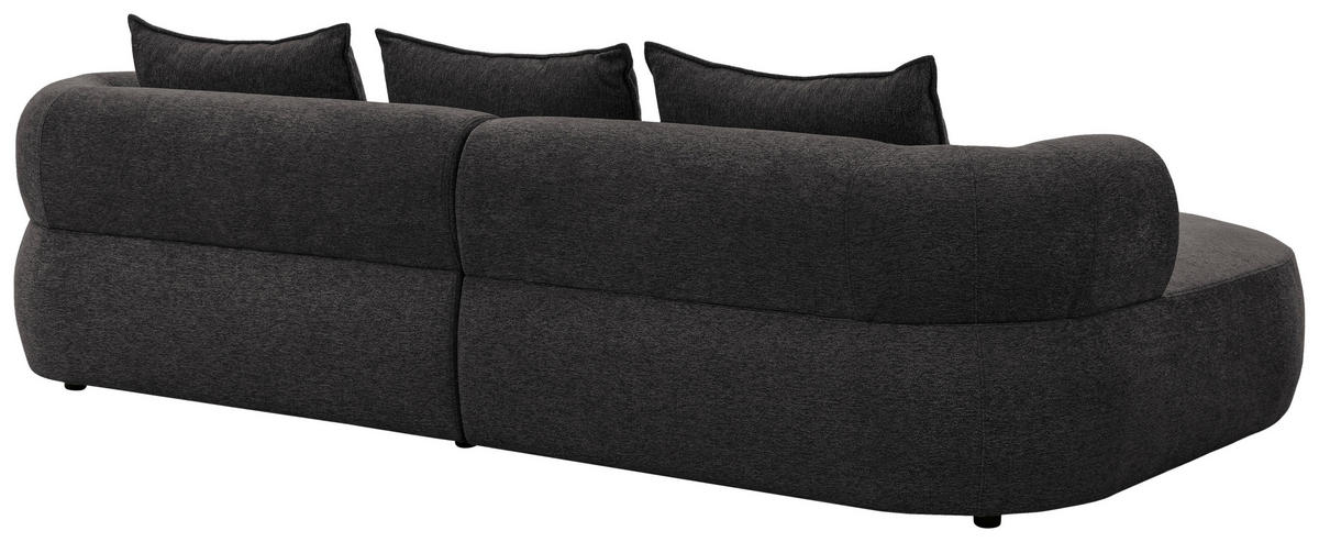 ECKSOFA in Chenille Schwarz  156/256 cm  - Schwarz, Design, Kunststoff/Textil (156/256cm) - Livetastic