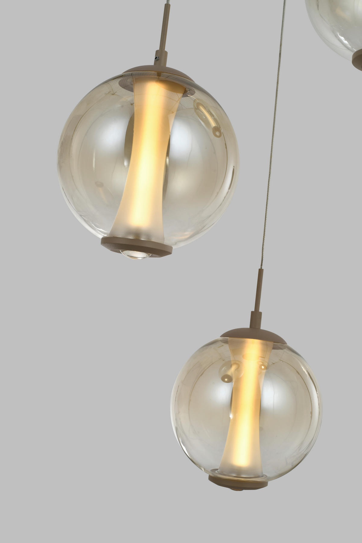 ZÁVĚSNÉ LED SVÍTIDLO,  - pískové barvy, Design, kov/sklo (44/150/44cm)