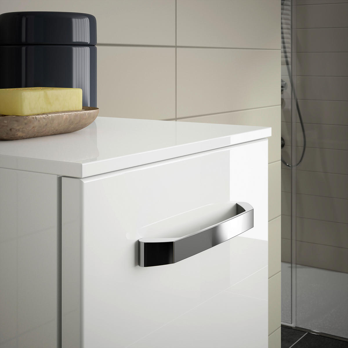 MIDISCHRANK 30/121/33 cm  - Chromfarben/Weiß Hochglanz, MODERN, Glas/Holzwerkstoff (30/121/33cm) - Sadena