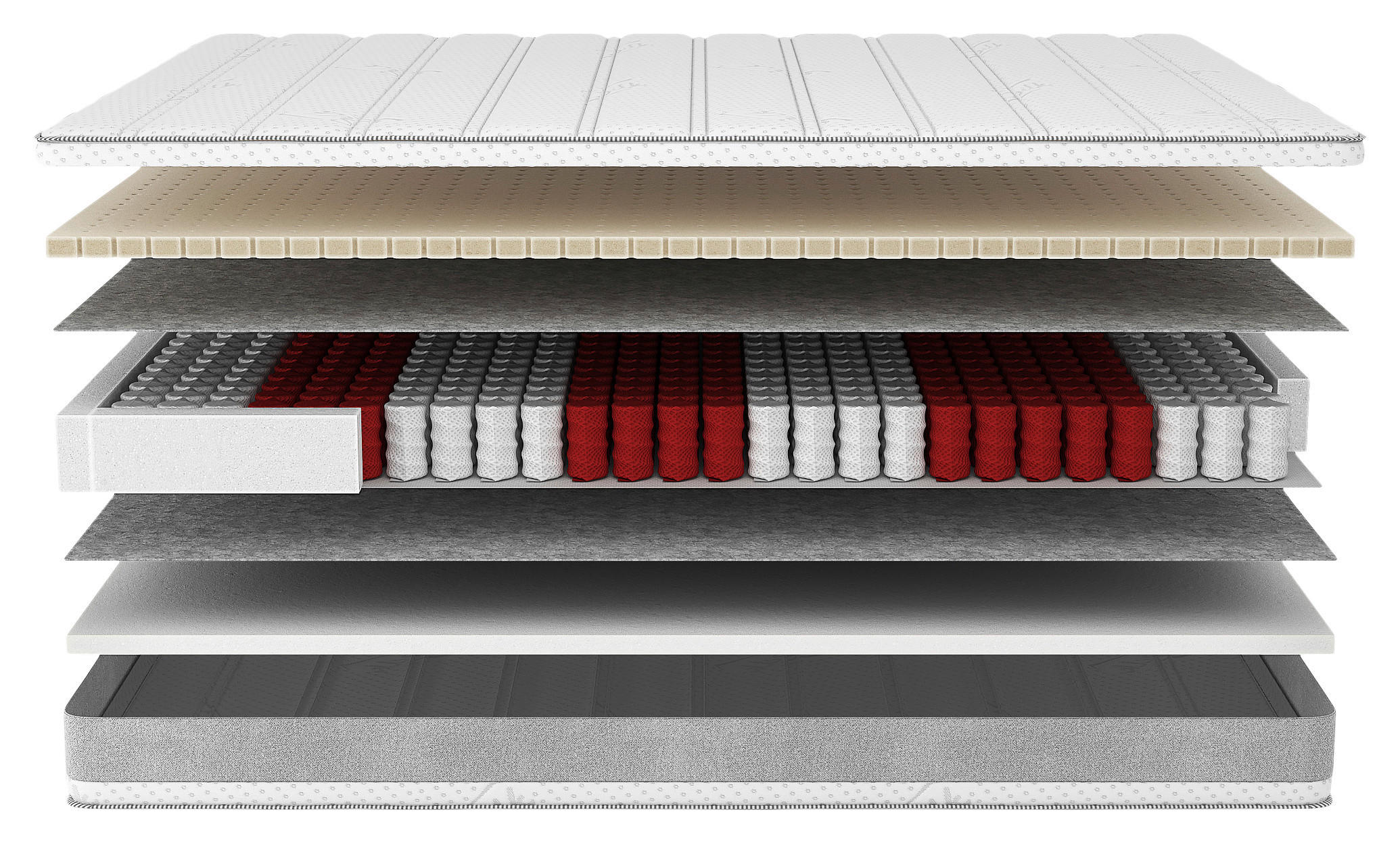 TASCHENFEDERKERNMATRATZE Deep H3/H4, 140/200 cm, Höhe ca.: 20 cm, H3 + H4 = fest + sehr fest, 7-Zonen - Weiß, Basics, Textil (140/200cm) - Livetastic