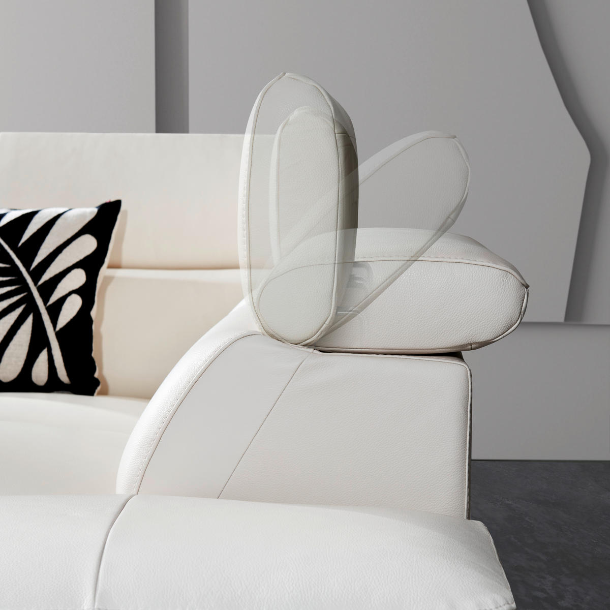ECKSOFA Weiß Echtleder  - Schwarz/Weiß, Design, Leder/Metall (281/225cm) - Celina Home