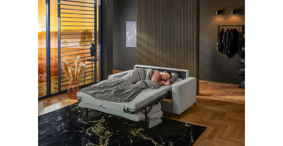 SCHLAFSOFA Webstoff Ecru  - Ecru/Schwarz, KONVENTIONELL, Textil/Metall (196/87/103cm) - Dieter Knoll