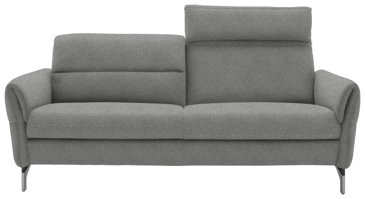2-SITZER-SOFA Flachgewebe Hellgrau  - Hellgrau/Nickelfarben, Design, Textil/Metall (186/87/100cm) - Schöner Wohnen