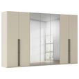 DREHTÜRENSCHRANK 350/235/61 cm,  in Champagner, 7-türig  - Chromfarben/Champagner, Basics, Glas/Holzwerkstoff (350/235/61cm) - Novel