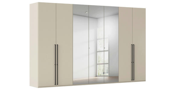 DREHTÜRENSCHRANK 350/235/61 cm,  in Champagner, 7-türig  - Chromfarben/Champagner, Basics, Glas/Holzwerkstoff (350/235/61cm) - Novel
